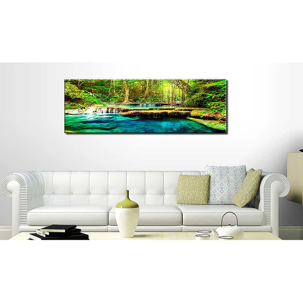 Bild A Jewel of Nature - Leinen - Grün / Blau - 120 x 40 cm - Image 2