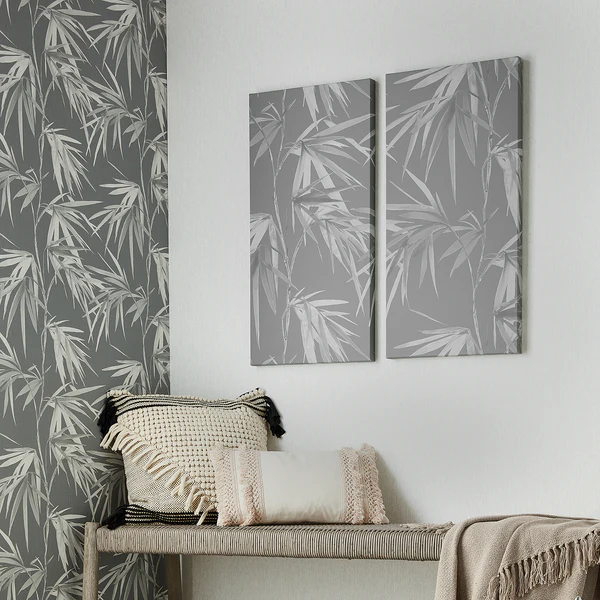 Bild Bamboo Blooms - Leinwand / MDF - Grau - Image 2