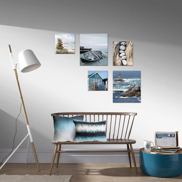 Bild Norden (5-teilig) - Blau - Holz teilmassiv - 60 x 80 x 2.5 cm - Image 2