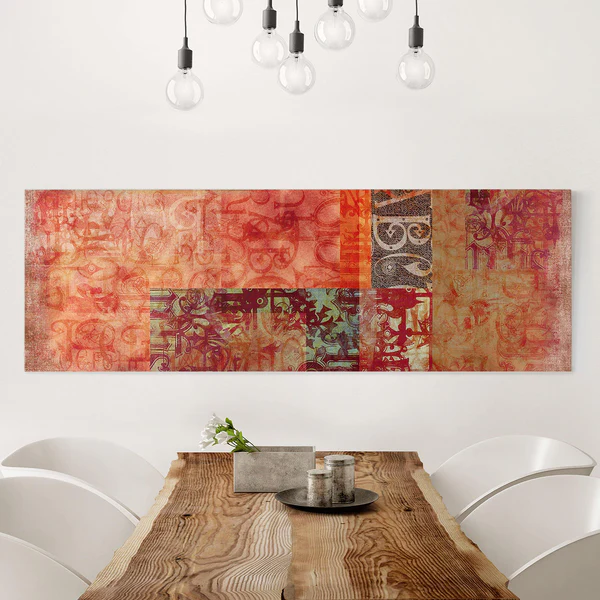 Bild Schriftmuster - Leinwand / Massivholz Fichte - Mehrfarbig - 90 x 30 cm - Image 2