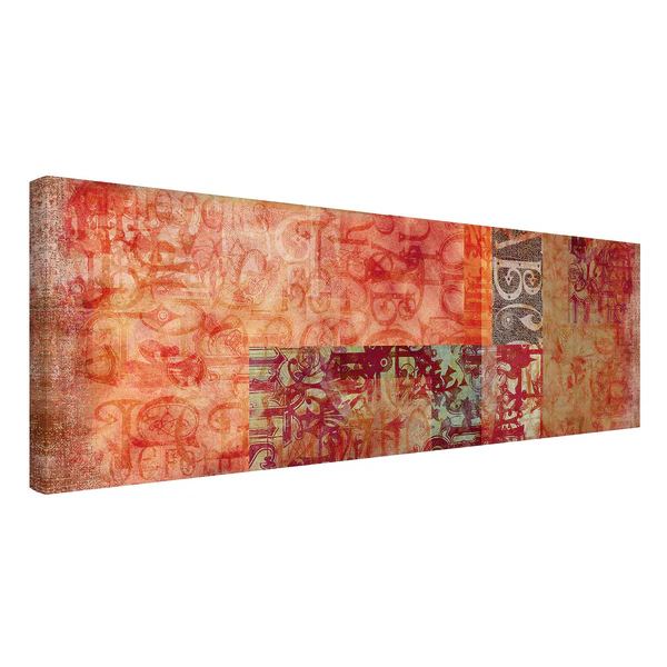 Bild Schriftmuster - Leinwand / Massivholz Fichte - Mehrfarbig - 90 x 30 cm - Image 4