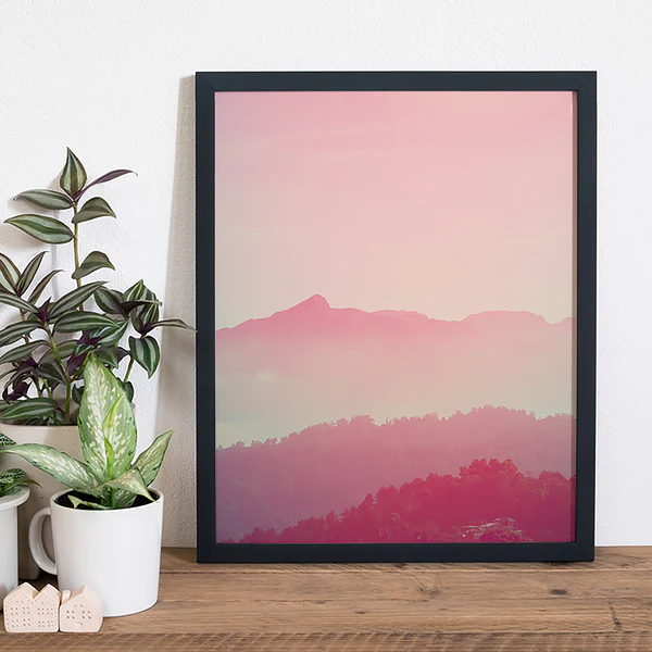 Bild Sunrise over mountains - Buche massiv / Plexiglas - 42 x 52 cm - Image 2