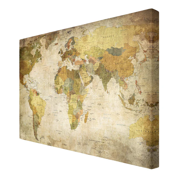 Bild Weltkarte - Leinwand / Massivholz Fichte - Mehrfarbig - 90 x 60 cm - Image 5