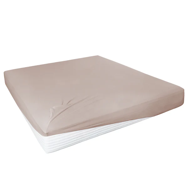 Boxspring-Elastan-Spannbettttuch - Baumwolle / Elastan - Cappuccino - 150 x 200 cm