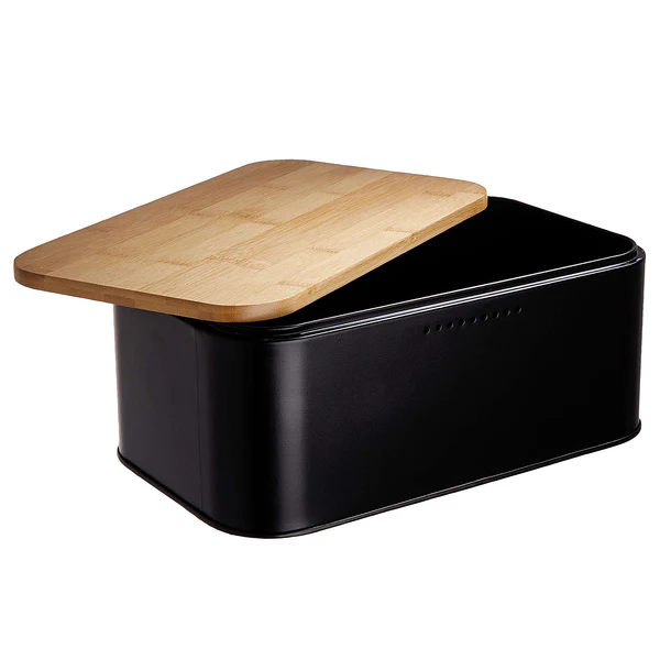 Brotbox BREAD'N'BREAKFAST - Stahl / Bambus - Schwarz - Image 4