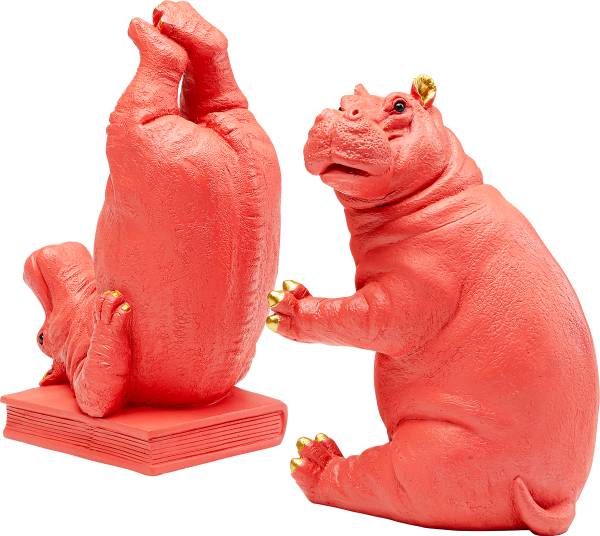 Buchstütze Hippo Pink 2er-Set - Pink - Polyresin - 19 x 26 x 14 cm - Image 6