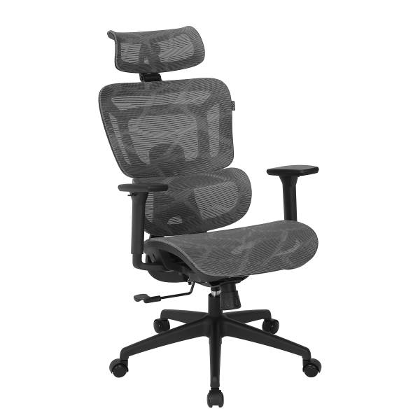 Bürodrehstuhl Doum - Mesh / Metall - Grau / Weiß - Image 3