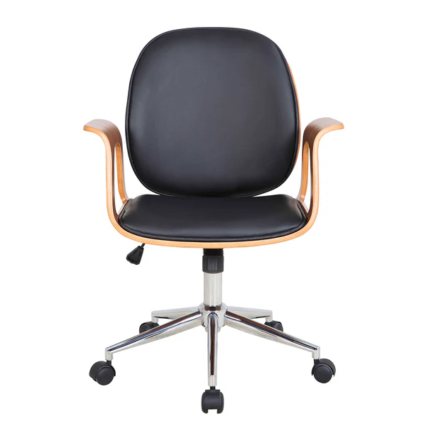 Bürodrehstuhl Kinnula - Kunstleder - Schwarz / Walnuss - Image 6