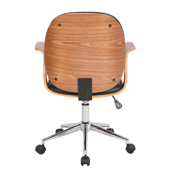 Bürodrehstuhl Kinnula - Kunstleder - Schwarz / Walnuss - Image 8