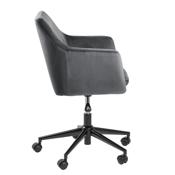 Bürodrehstuhl NICHOLAS - Samt Vilda: Dunkelgrau - Schwarz - Image 3