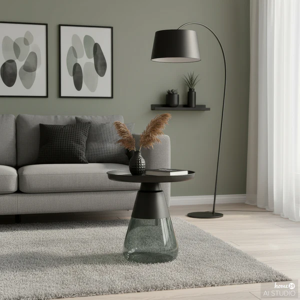 Couchtisch Caviatta - Glas / Metall - Graugrün - 53 x 53 cm - Image 2