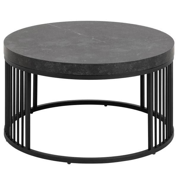 Couchtisch Mephisto rund - Marmor Schwarz Dekor / Schwarz - Image 3