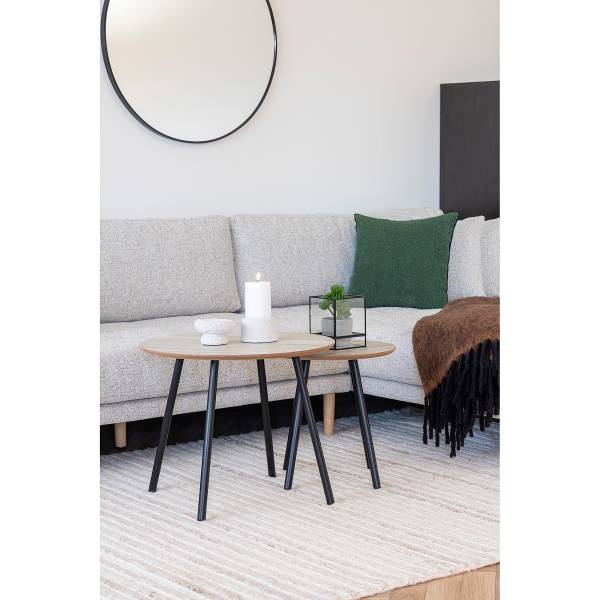 Couchtisch Motindi - Travertin Dekor / Schwarz - 40 x 40 cm - Image 2