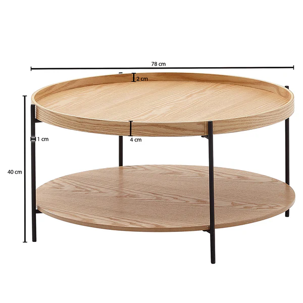 Couchtisch Samiah - Echtholzfurnier - Eiche / Schwarz - Image 6