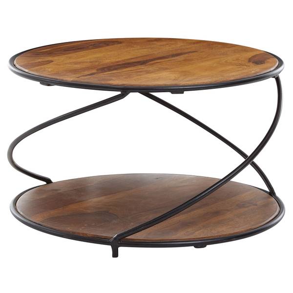 Couchtisch Wendorf - Sheesham Massiv / Edelstahl -  Dunkelbraun / Schwarz - 58 x 35 cm