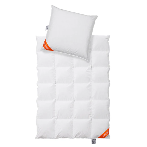 Daunenbett-Set Smood cozy (2-teilig) - Daunen / Federn - Weiß - 135 x 200 cm + Kissen 80 x 80 cm