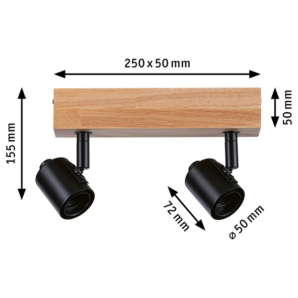 Deckenleuchte Arvid 2-flammig - Aluminium / Holzwerkstoff - Schwarz - 2-flammig - Image 6