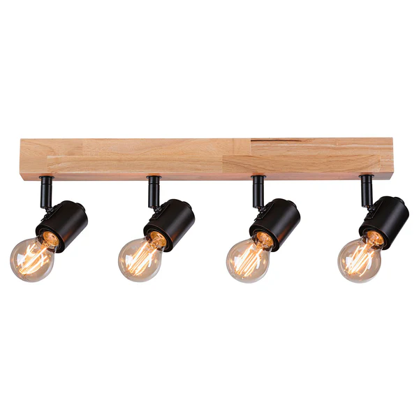 Deckenleuchte Arvid 4-flammig - Holzwerkstoff / Aluminium - Braun