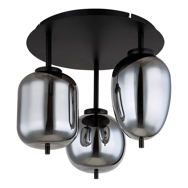 Deckenleuchte Blacky - Eisen / Rauchglas - 3-flammig - Schwarz - Image 3