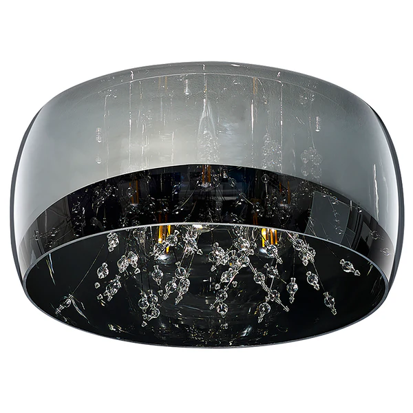 Deckenleuchte Crystel - Rauchglas / Stahl - 3-flammig - Durchmesser: 34 cm - Image 3