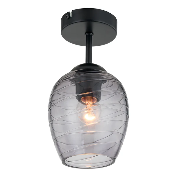 Deckenleuchte Cutler - Eisen / Rauchglas - Flammenanzahl: 1