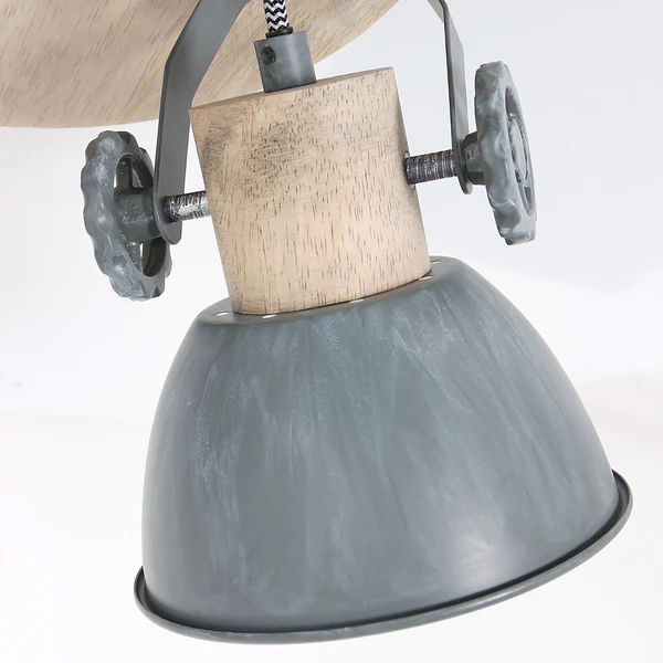 Deckenleuchte Gearwood IV - Aluminium / Eiche massiv - 3-flammig - Image 4