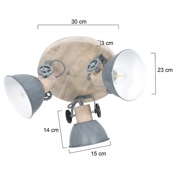 Deckenleuchte Gearwood IV - Aluminium / Eiche massiv - 3-flammig - Image 7