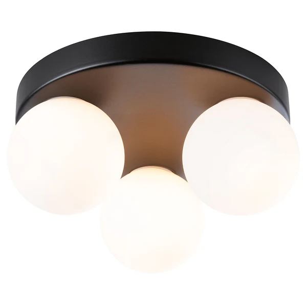 Deckenleuchte Gove Rondel - Opalglas / Aluminium - 3-flammig - Schwarz