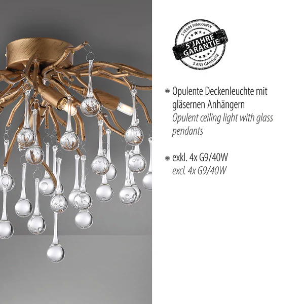 Deckenleuchte Icicle - Aluminium / Stahl - 4-flammig - Messing - Image 12