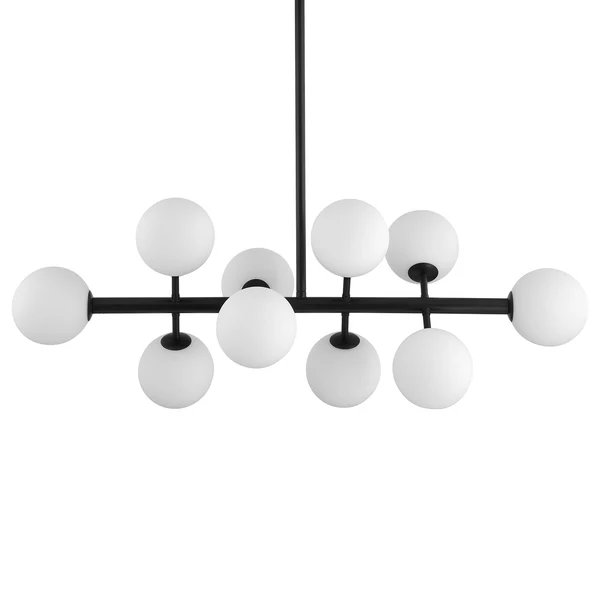 Deckenleuchte KJUL 10-flammig - Metall Schwarz / Opalglas Weiß - Image 7