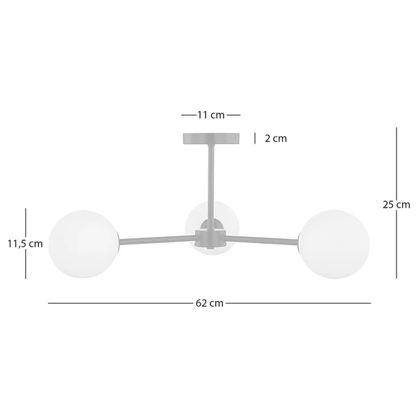 Deckenleuchte KJUL 3-flammig - Metall Schwarz / Opalglas Weiß - Image 7