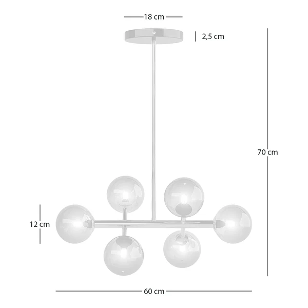 Deckenleuchte KJUL 6-flammig - Metall Grau glänzend / Rauchglas - Image 8
