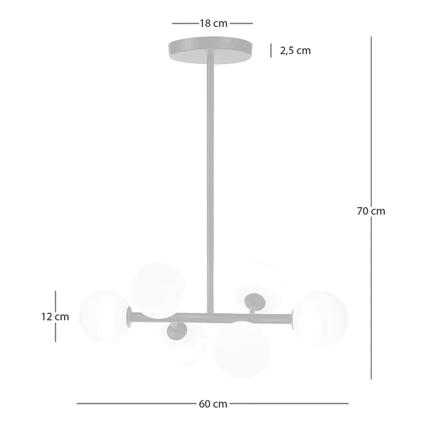 Deckenleuchte KJUL 6-flammig - Metall Schwarz / Opalglas Weiß - Image 11