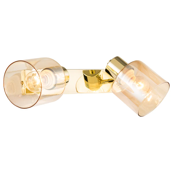 Deckenleuchte KOLIND 2-flammig - Metall Gold glänzend / Glas Bernsteinfarben - Image 2
