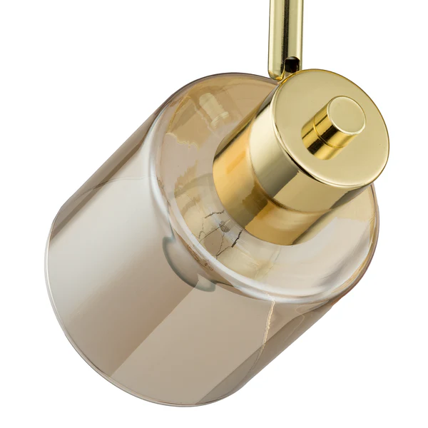 Deckenleuchte KOLIND 2-flammig - Metall Gold glänzend / Glas Bernsteinfarben - Image 4