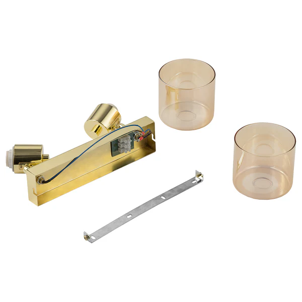 Deckenleuchte KOLIND 2-flammig - Metall Gold glänzend / Glas Bernsteinfarben - Image 5