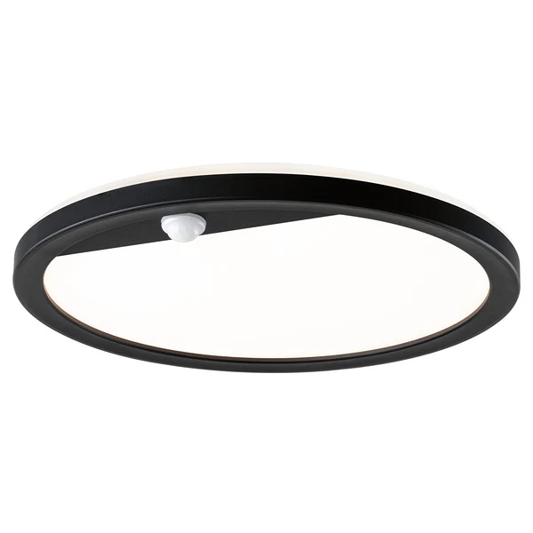 Deckenleuchte Lamina Rund - Polycarbonat - Schwarz - 1-flammig - Schwarz