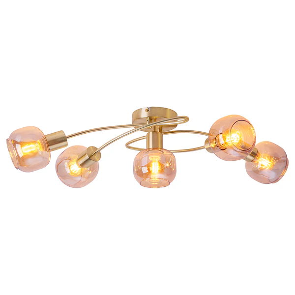 Deckenleuchte Libby 5-flammig - Klarglas / Eisen - Gold - Image 8