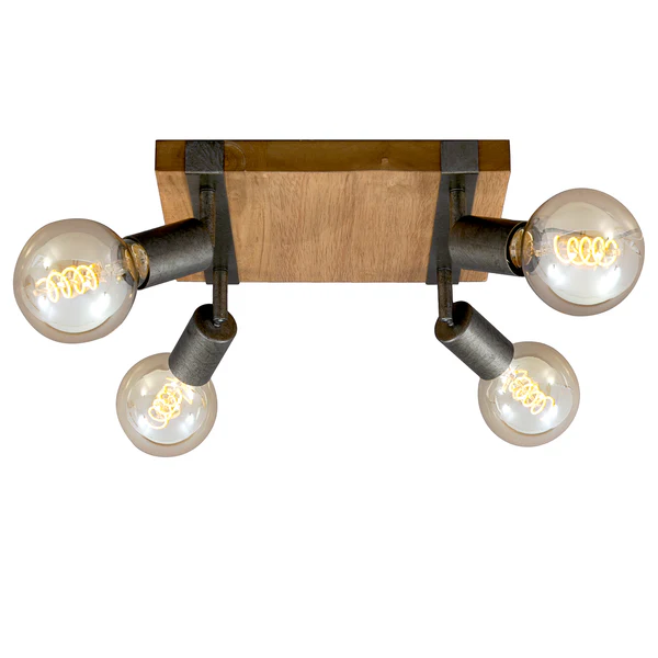 Deckenleuchte Wood Basic - Eisen - 4-flammig