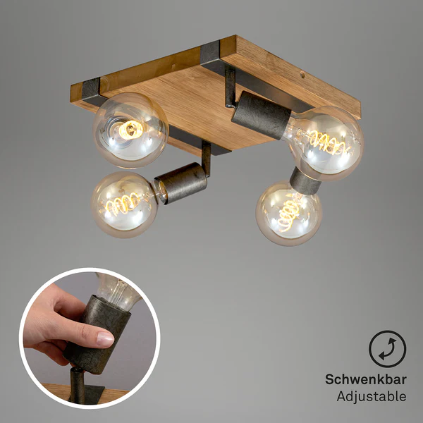 Deckenleuchte Wood Basic - Eisen - 4-flammig - Image 4