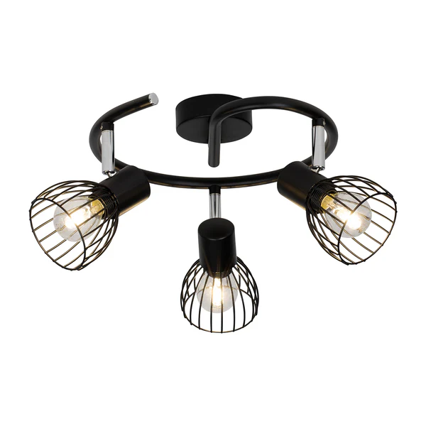 Deckenstrahler Blacky II - Stahl - 3-flammig