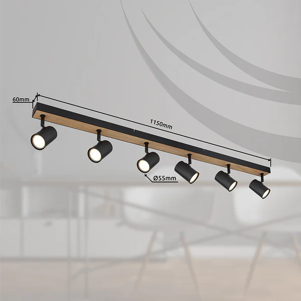 Deckenstrahler Robby - Eisen - Beige / Schwarz - Flammenanzahl: 6 - Image 8