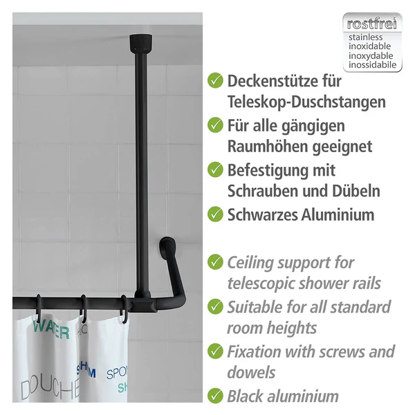 Deckenstütze für Duschstange - Aluminium / Kunststoff - Schwarz - Image 2