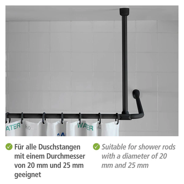 Deckenstütze für Duschstange - Aluminium / Kunststoff - Schwarz - Image 3