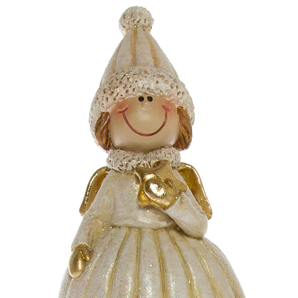 Dekofigur Winterkinder (2-teilig) - Polyresin - Creme / Gold - Image 4