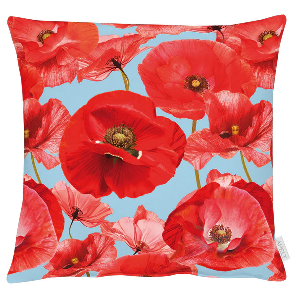 Dekokissen 7702 - Baumwolle - Rot / Hellblau - 48 x 48 cm