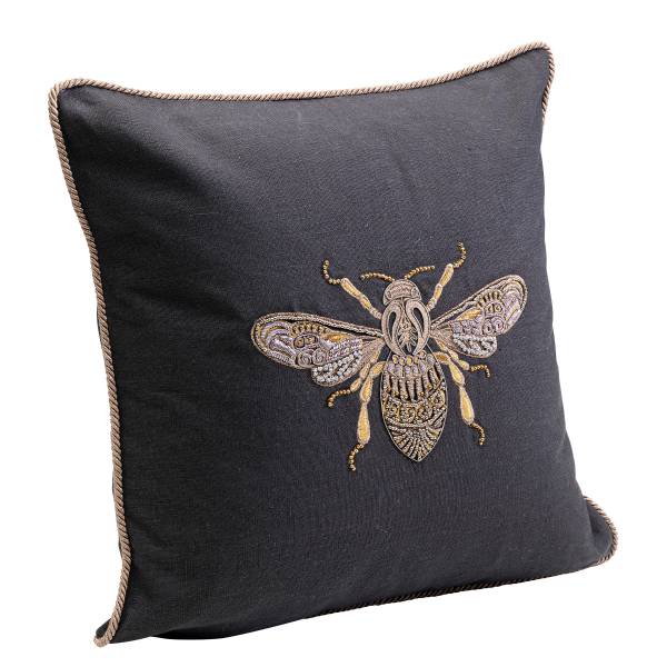 Dekokissen Glitter Bee - Leinen / Polyester - Schwarz - Image 3