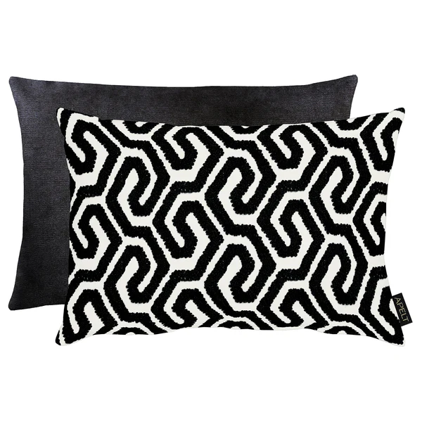 Dekokissen Tiago I - Polyester / Baumwolle - Schwarz