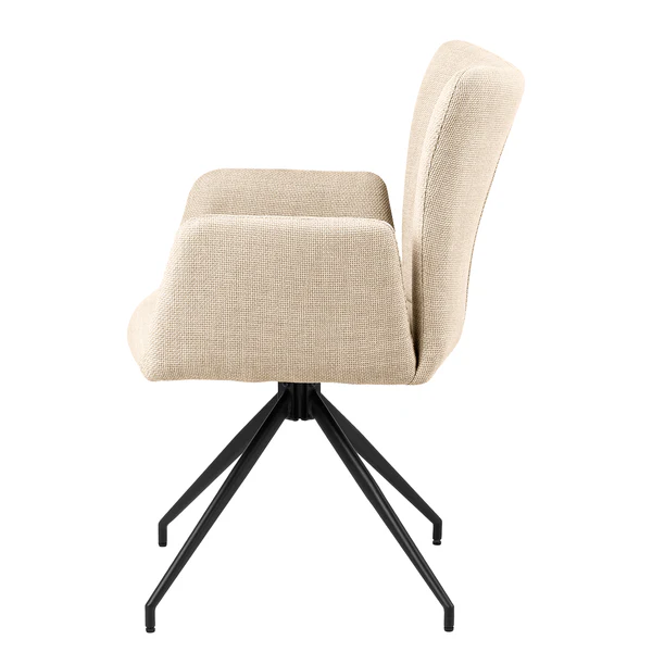 Drehbarer Armlehnenstuhl Doulba 2er-Set - Strukturstoff Badia: Beige - Image 5