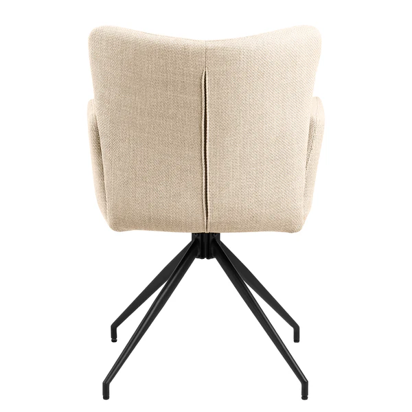 Drehbarer Armlehnenstuhl Doulba 2er-Set - Strukturstoff Badia: Beige - Image 6